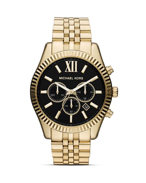 michael kors lexington leather watch|lexington pavé gold tone watch.